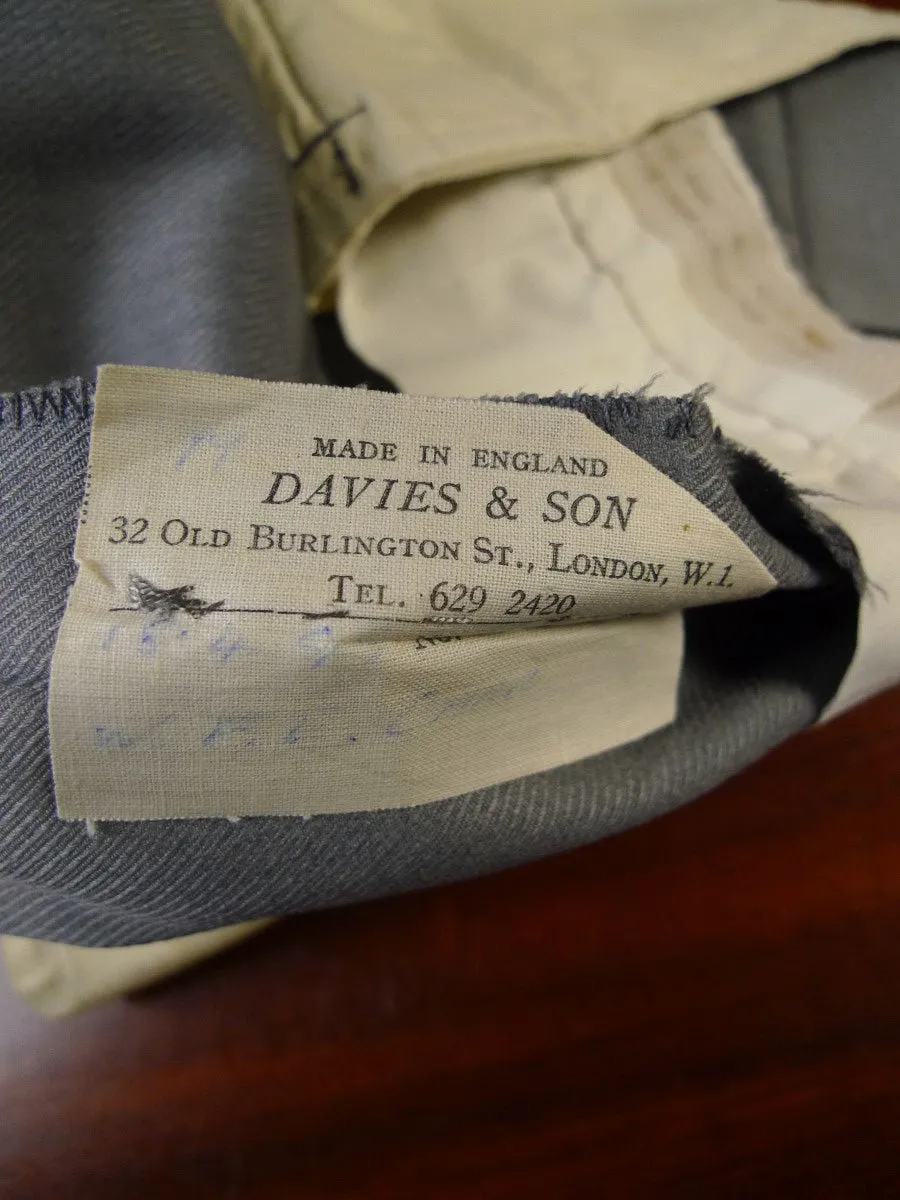 24/0079 vintage davies & son savile row bespoke heavyweight grey cavalry twill trouser 36