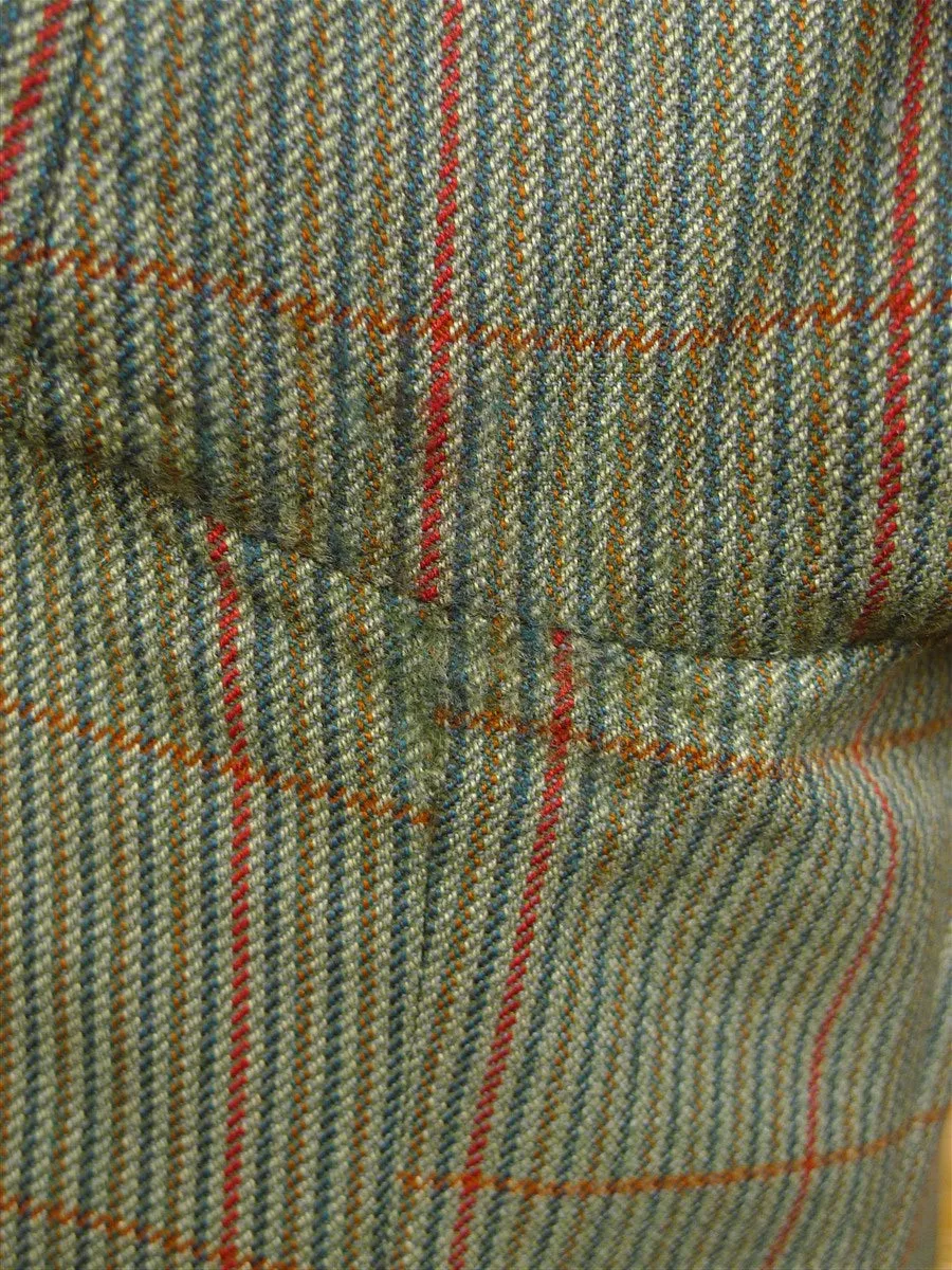 24/0929 vintage john kent savile row bespoke green / red wp check tweed country suit 41-42 short to regular