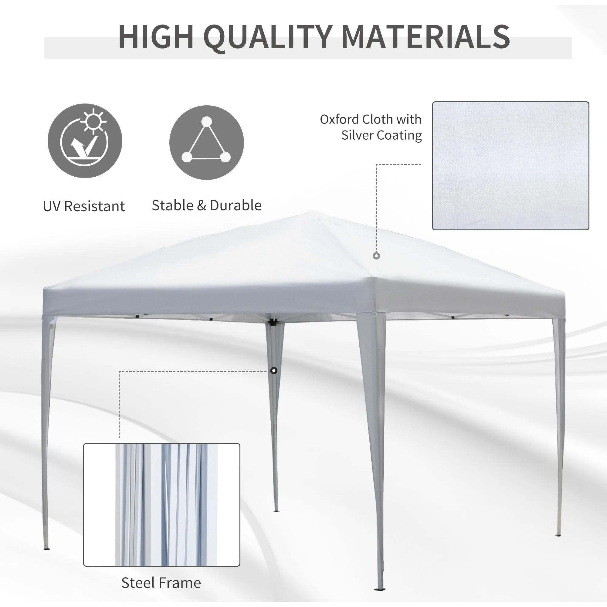 3 x 3 meter Garden Heavy Duty Pop Up Gazebo Marquee Party Tent Folding Wedding Canopy-White