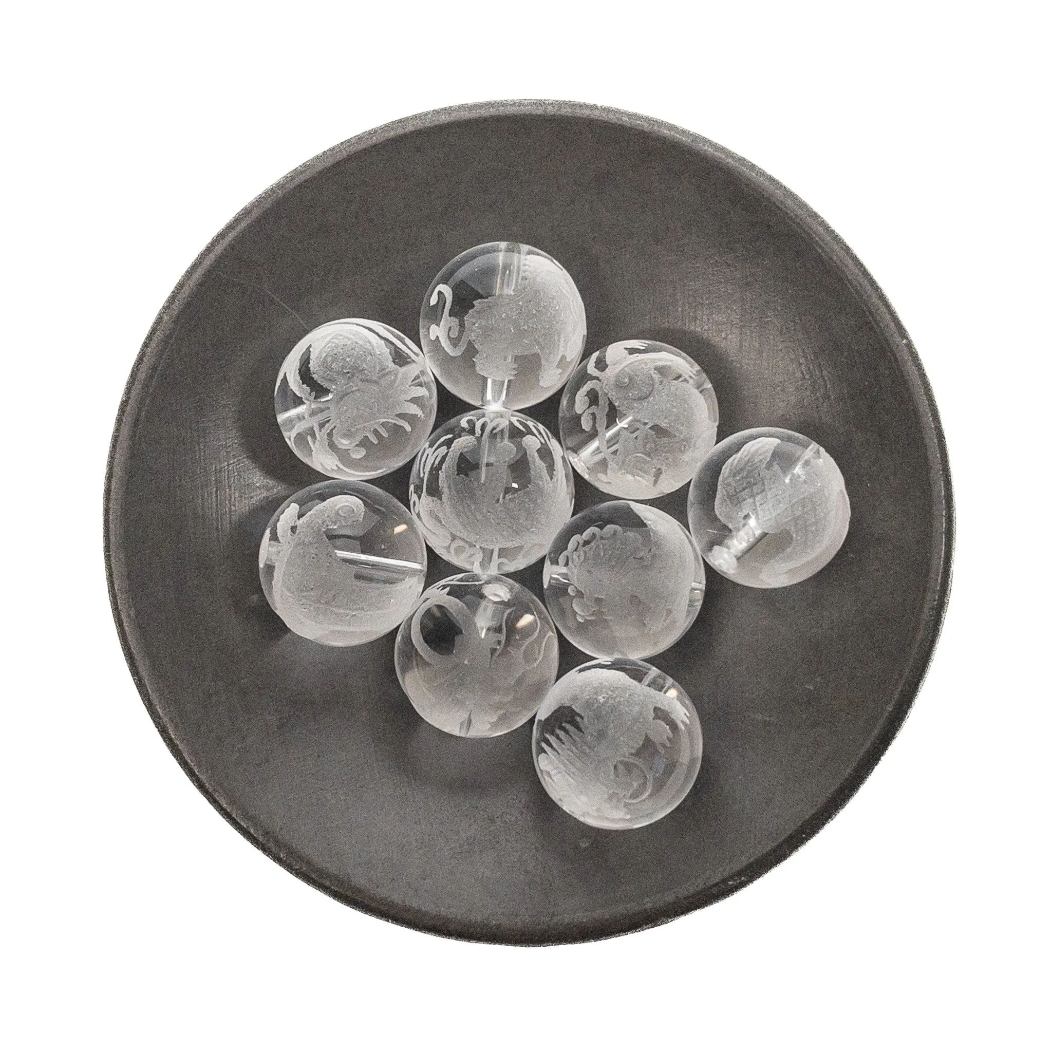 9 Dragon Sons Crystal Quartz Beads - 9 Bead Set (P2200)