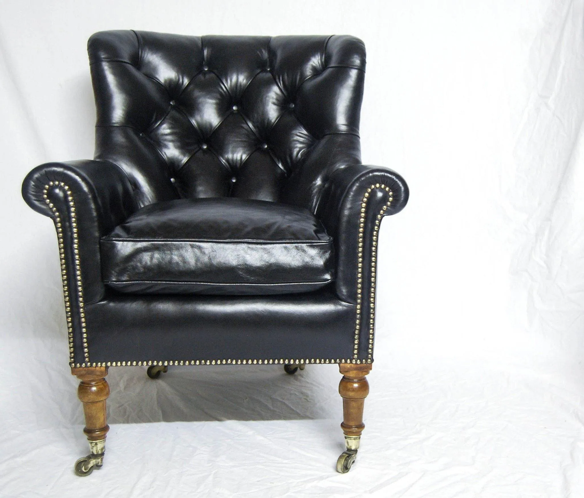A Rare Pair of Early Victorian Bergere Library Chairs by Holland & Sons