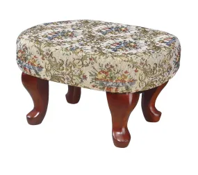 Accents : Ottomans - Multi-color - Upholstered Foot Stool Beige And Green