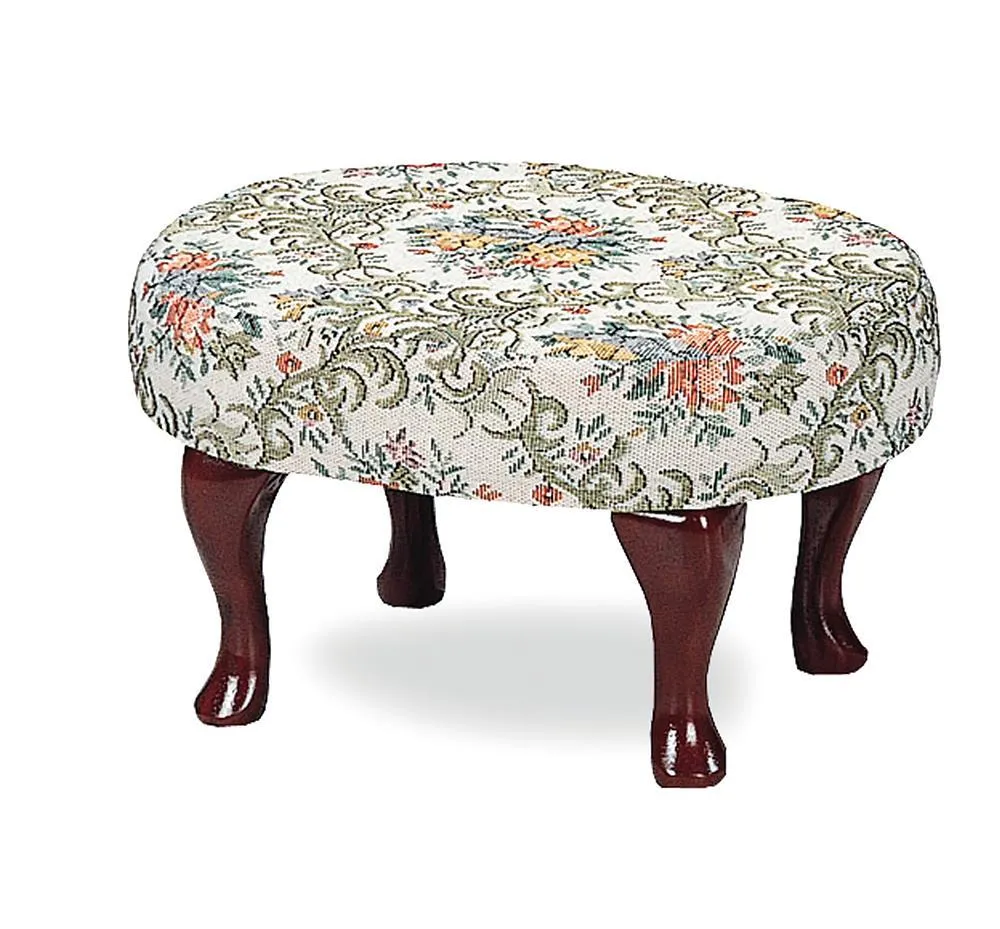 Accents : Ottomans - Multi-color - Upholstered Foot Stool Beige And Green