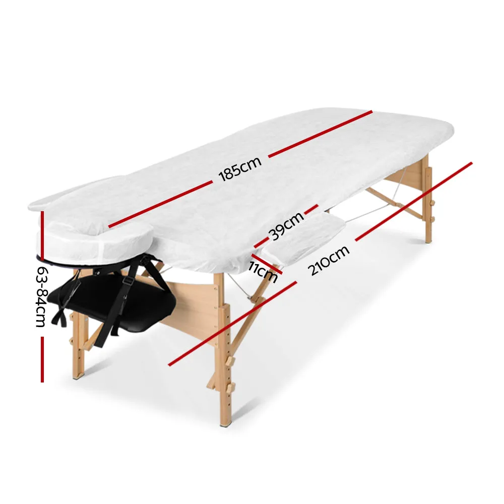 Adjustable Portable 3 Fold Wooden Massage Table 60cm Black Zenses