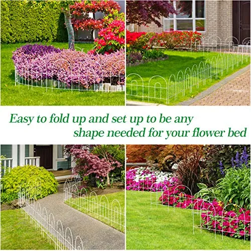 Amagabeli Decorative Garden Fence 18 in x 50 ft Rustproof White Iron Landscape Fencing ET298