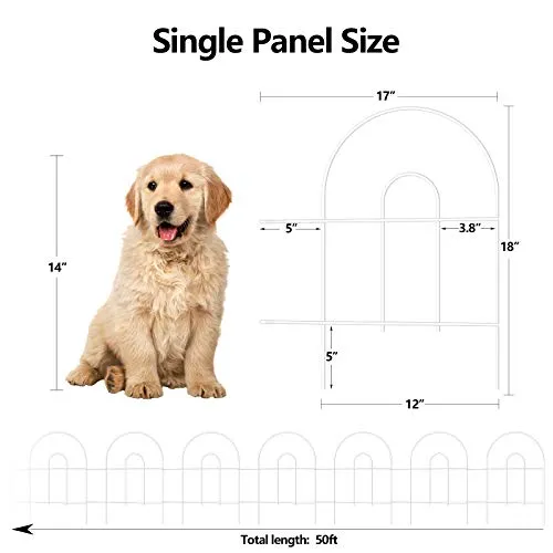 Amagabeli Decorative Garden Fence 18 in x 50 ft Rustproof White Iron Landscape Fencing ET298