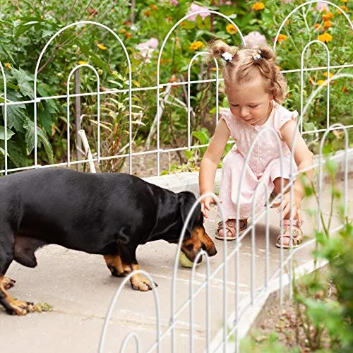 Amagabeli Decorative Garden Fence 18 in x 50 ft Rustproof White Iron Landscape Fencing ET298