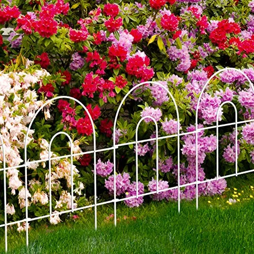 Amagabeli Decorative Garden Fence 18 in x 50 ft Rustproof White Iron Landscape Fencing ET298