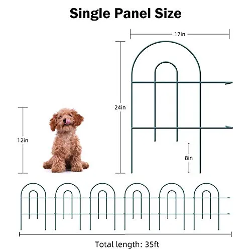 Amagabeli Decorative Garden Fence 24 in x 35 ft Rustproof Green Iron Landscape Fencing ET297