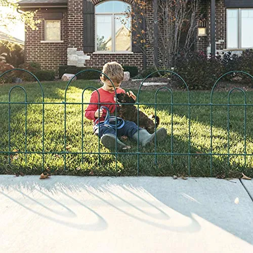 Amagabeli Decorative Garden Fence 24 in x 35 ft Rustproof Green Iron Landscape Fencing ET297