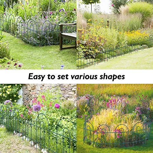 Amagabeli Decorative Garden Fence 24 in x 35 ft Rustproof Green Iron Landscape Fencing ET297