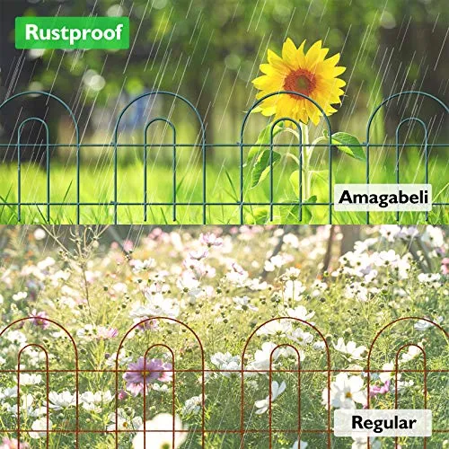 Amagabeli Decorative Garden Fence 24 in x 35 ft Rustproof Green Iron Landscape Fencing ET297