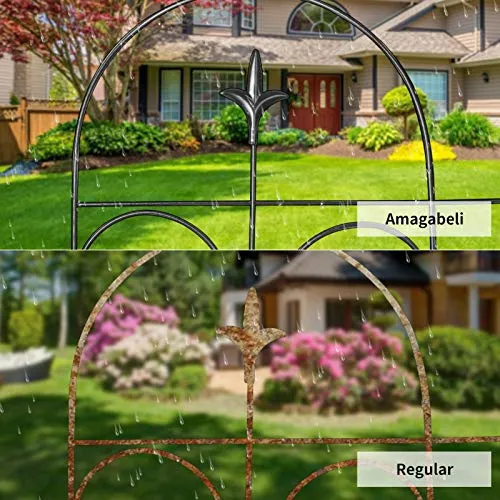 Amagabeli Decorative Garden Fence 24inx10ft Garden Fencing 8 Panels Rustproof Black ET304