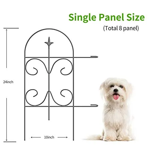 Amagabeli Decorative Garden Fence 24inx10ft Garden Fencing 8 Panels Rustproof Black ET304