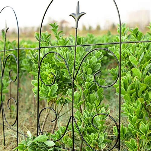 Amagabeli Decorative Garden Fence 24inx10ft Garden Fencing 8 Panels Rustproof Black ET304