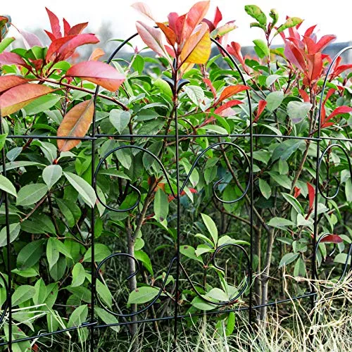 Amagabeli Decorative Garden Fence 24inx10ft Garden Fencing 8 Panels Rustproof Black ET304