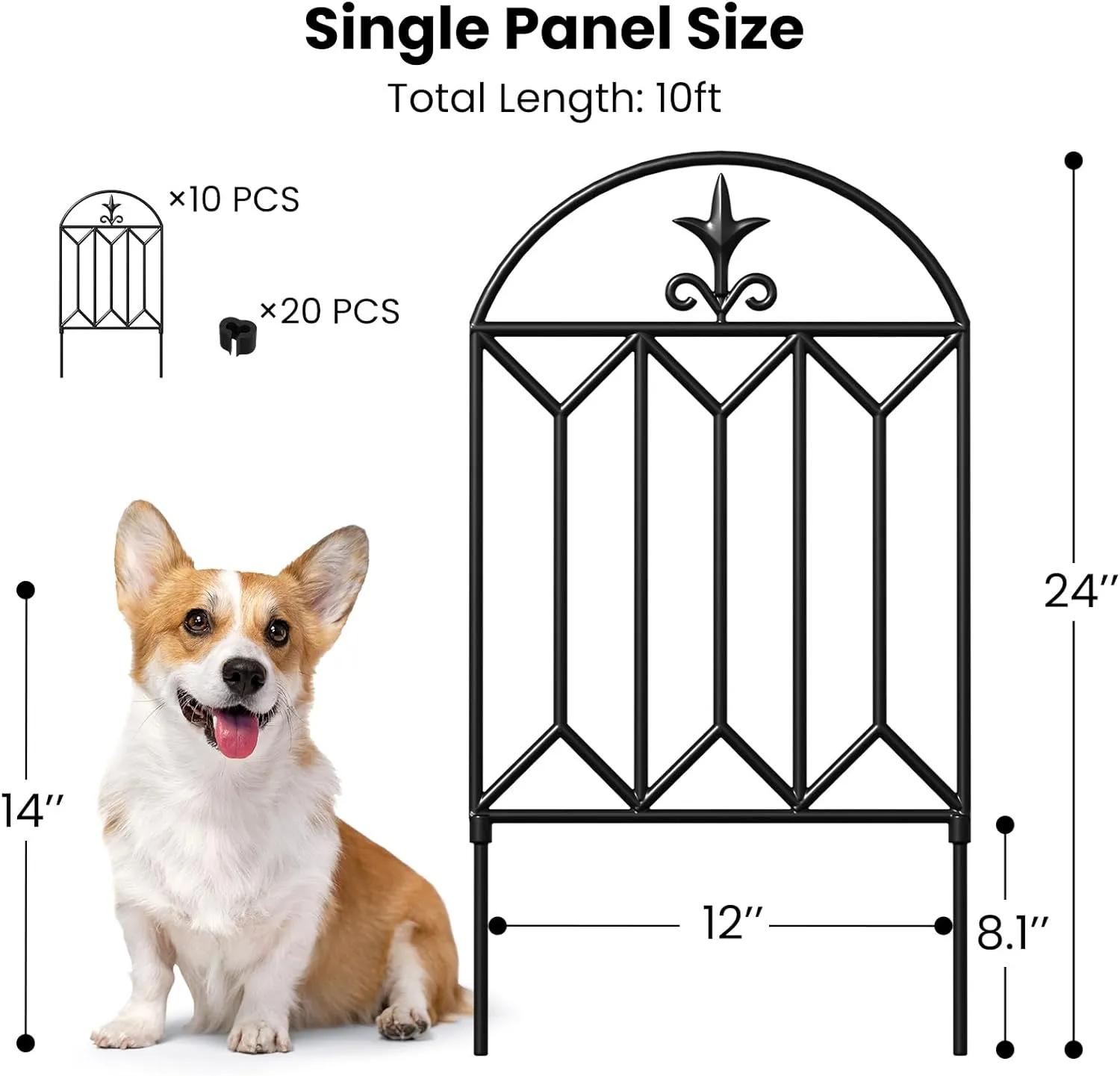 Amagabeli Garden Fence 24inx10ft Outdoor Decorative Fencing Model Number ET100X