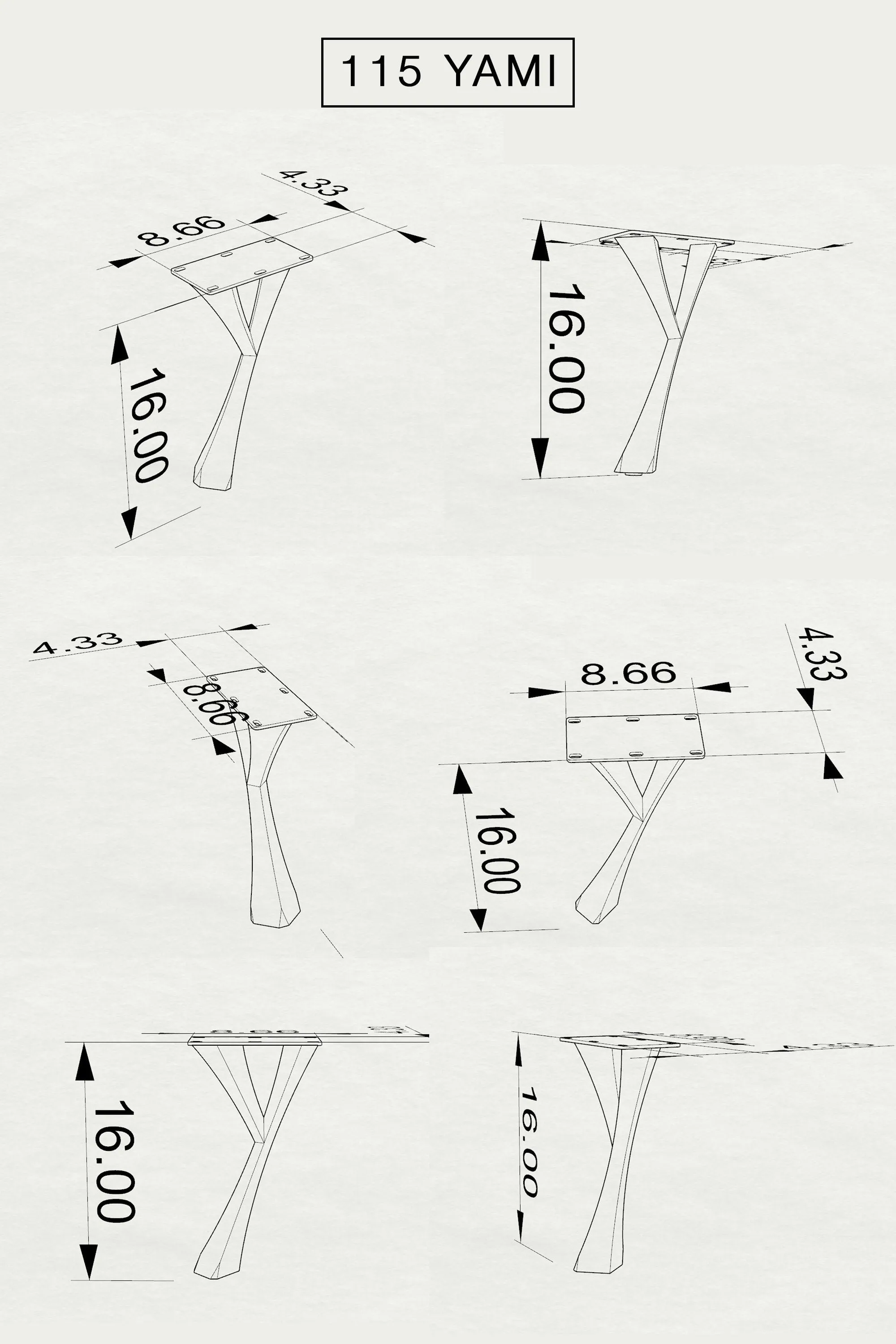 Bench Legs 115 Yami 16H Industrial Metal Furniture