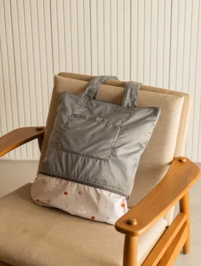 Birds and Lilies Grey CarryAll Expandable Washable Tote Bag 2.0