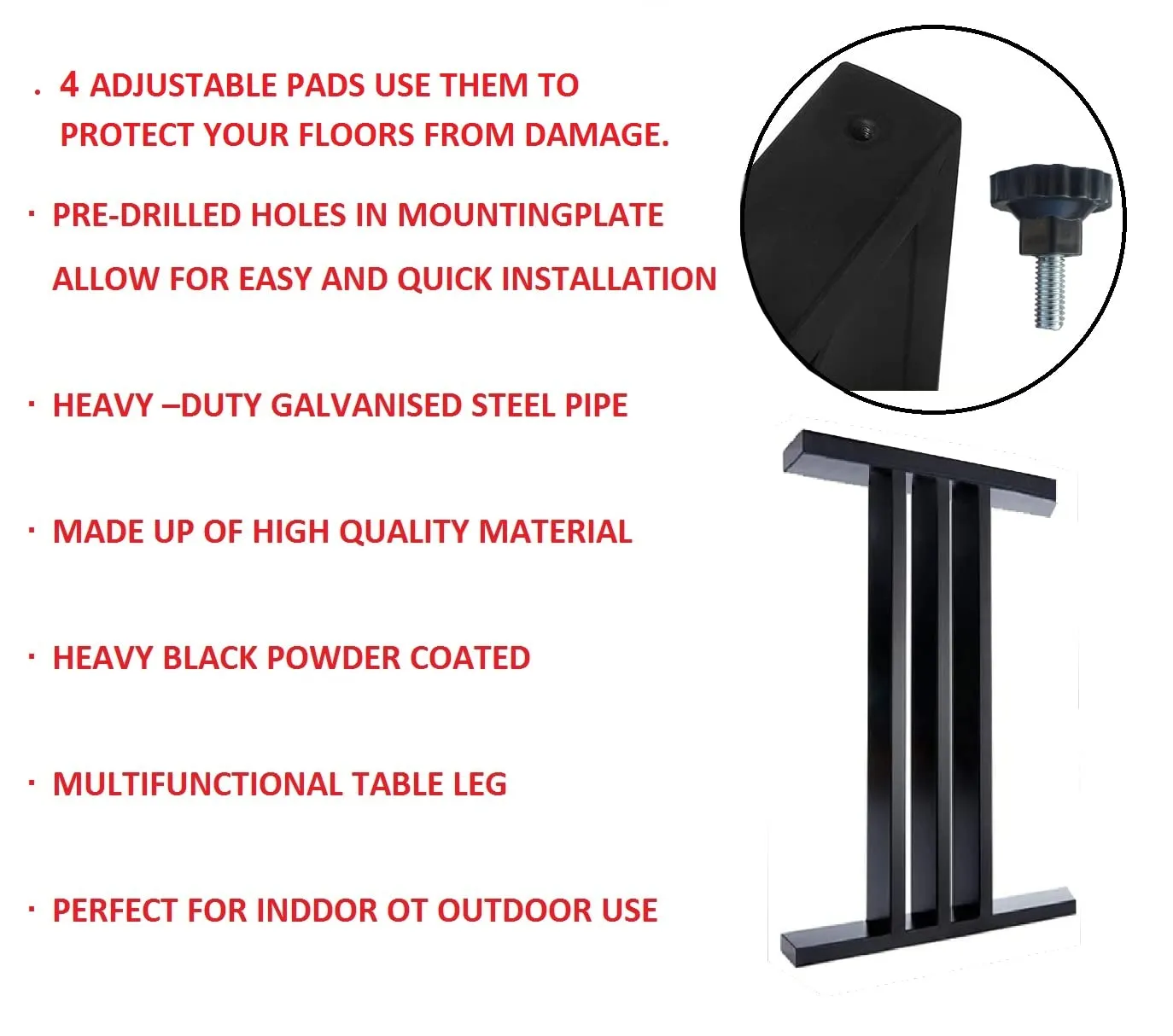 BLOO BASKET Legs for Table,Dining Table Leg Metal Industrial Style, H-27 Inch/W-20Inch, Set of 2 (i Design)