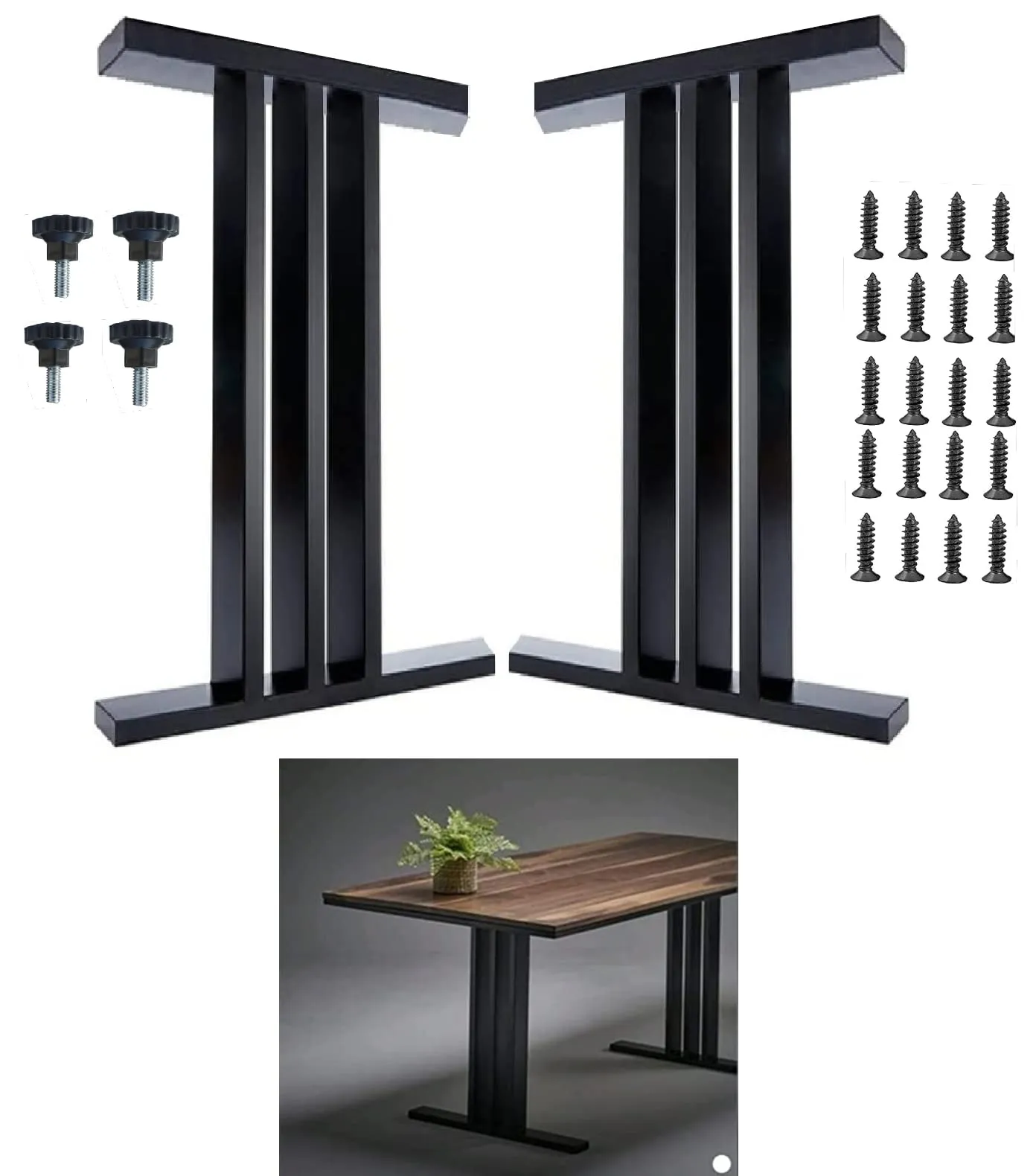 BLOO BASKET Legs for Table,Dining Table Leg Metal Industrial Style, H-27 Inch/W-20Inch, Set of 2 (i Design)