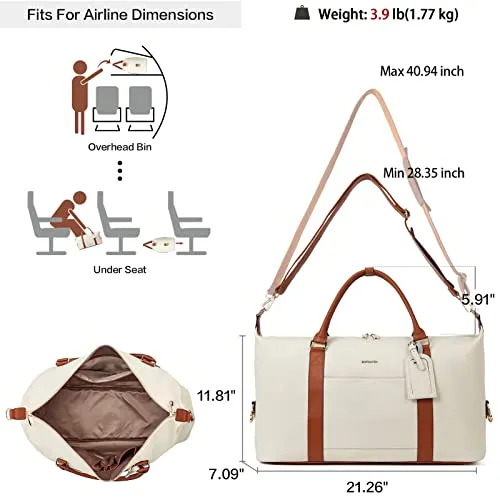 BOSTANTEN Weekender-Overnight Leather Duffel Bag for Women