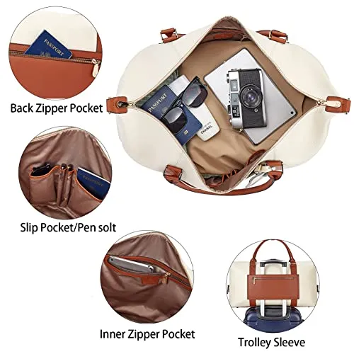 BOSTANTEN Weekender-Overnight Leather Duffel Bag for Women