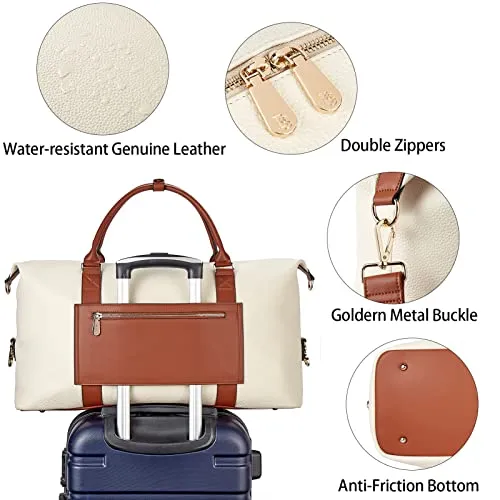 BOSTANTEN Weekender-Overnight Leather Duffel Bag for Women
