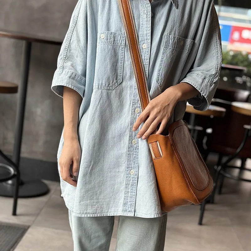Chic Womens Leather Over The Shoulder Bag Leather Crossbody Purse