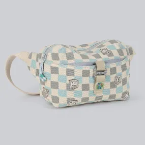 Cotton Waist Bag For Kids & Adult | Small Check | Blue & Grey