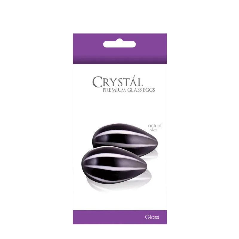 CRYSTAL PREMIUM GLASS EGGS - BLACK & WHITE