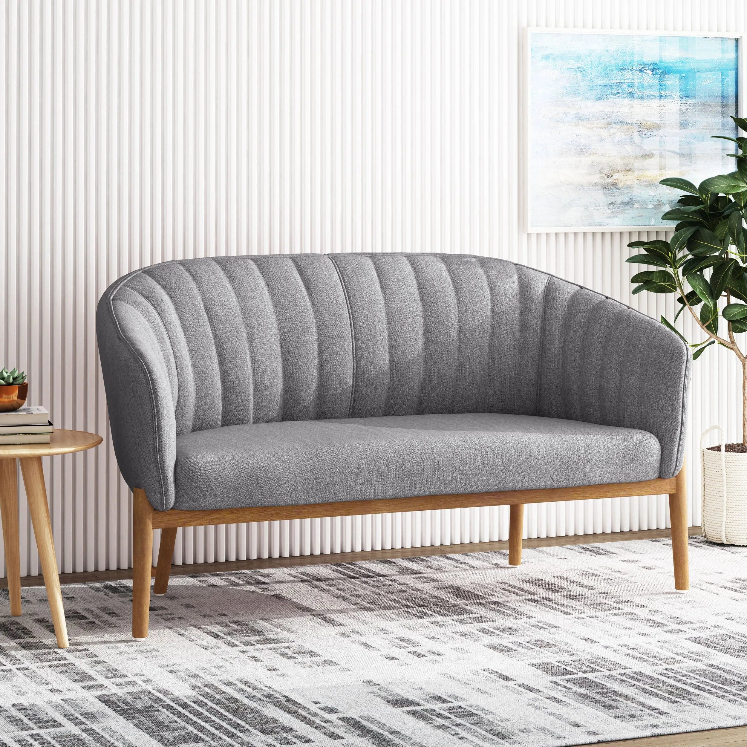 Deborah Mid-Century Fabric Settee