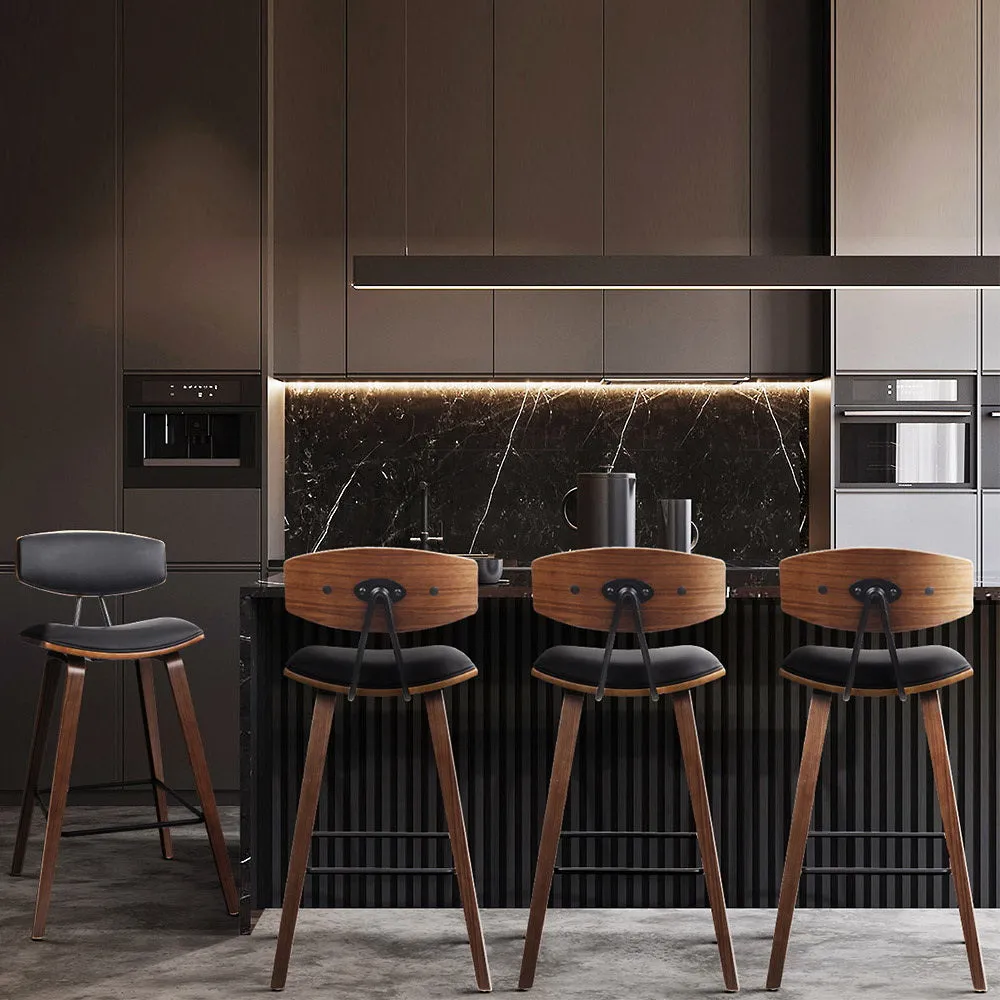 Elegant Wood & PU Leather Bar Stools, Set of 4 - Artiss
