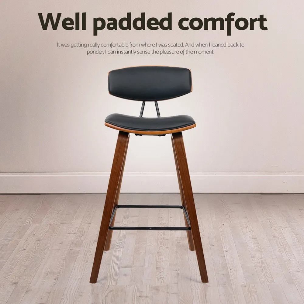 Elegant Wood & PU Leather Bar Stools, Set of 4 - Artiss