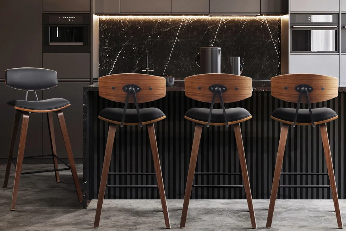 Elegant Wood & PU Leather Bar Stools, Set of 4 - Artiss