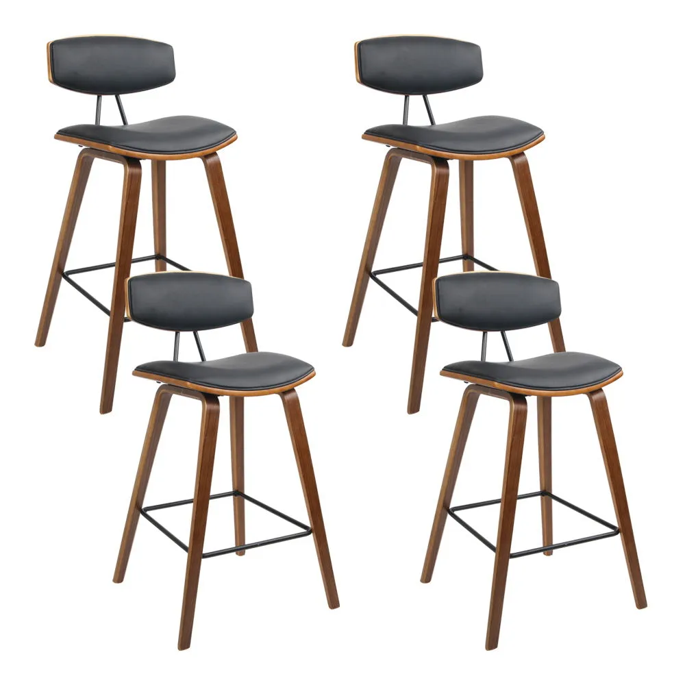 Elegant Wood & PU Leather Bar Stools, Set of 4 - Artiss
