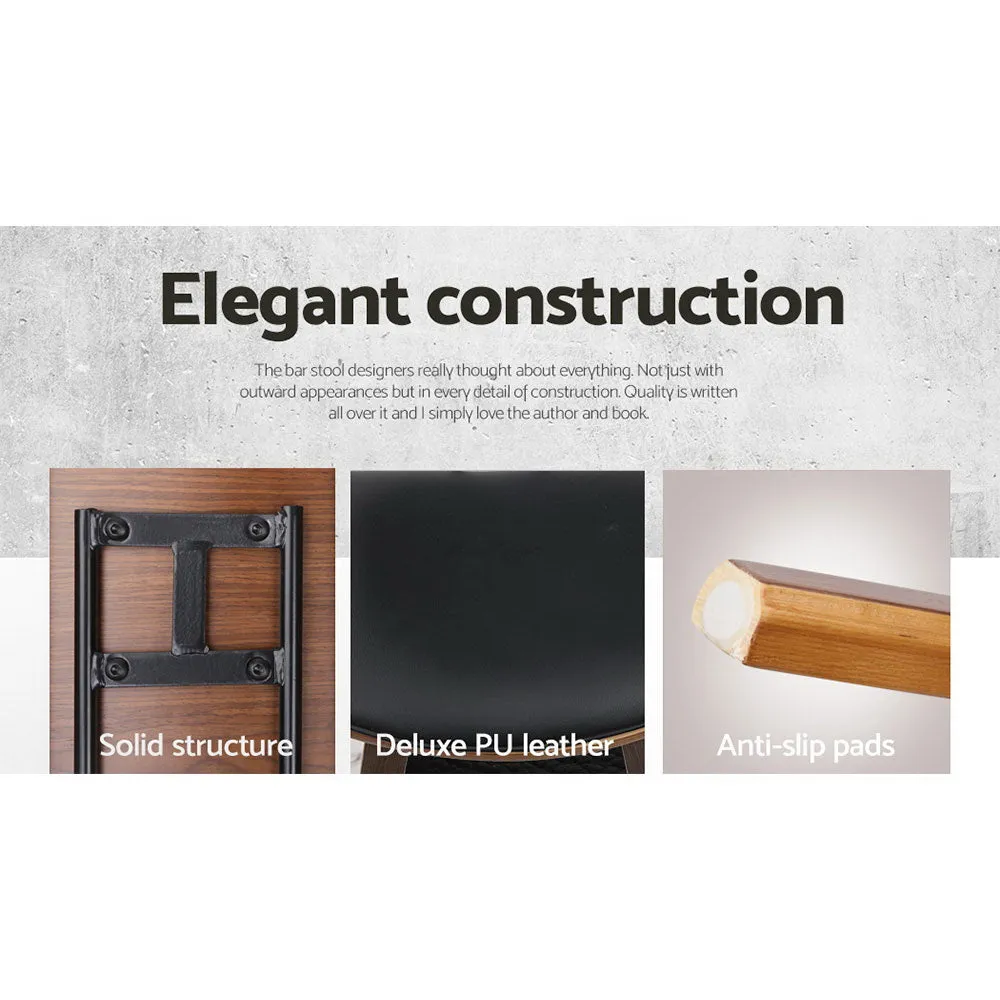 Elegant Wood & PU Leather Bar Stools, Set of 4 - Artiss