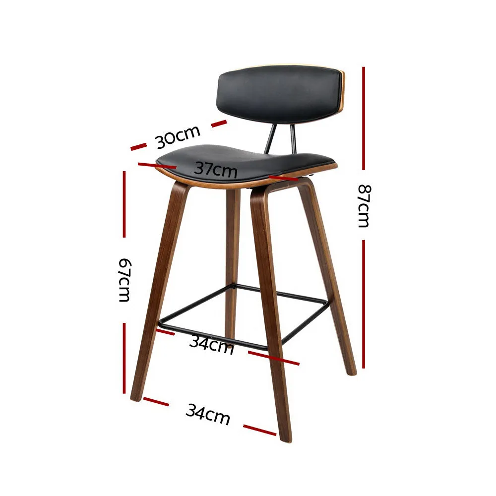 Elegant Wood & PU Leather Bar Stools, Set of 4 - Artiss