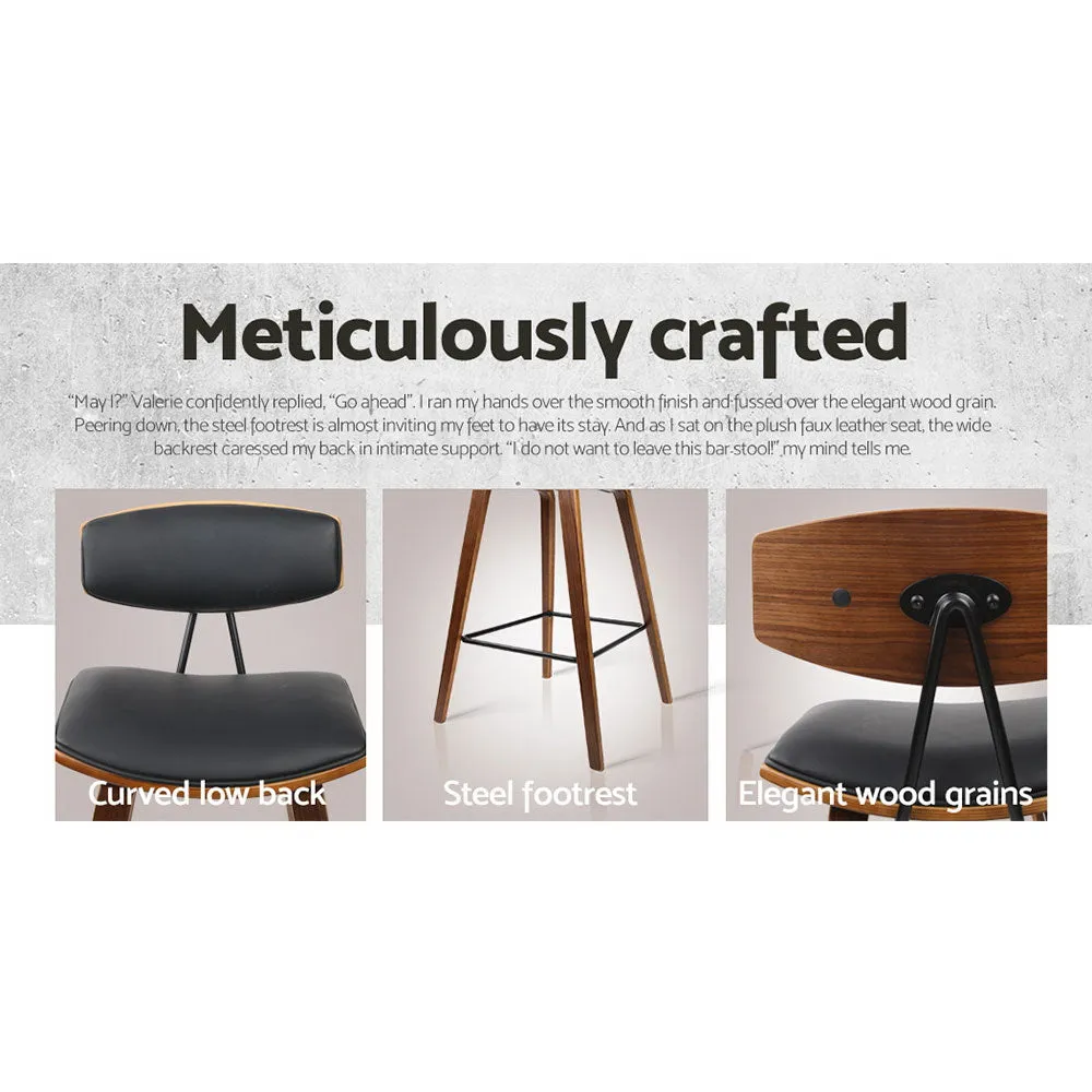 Elegant Wood & PU Leather Bar Stools, Set of 4 - Artiss