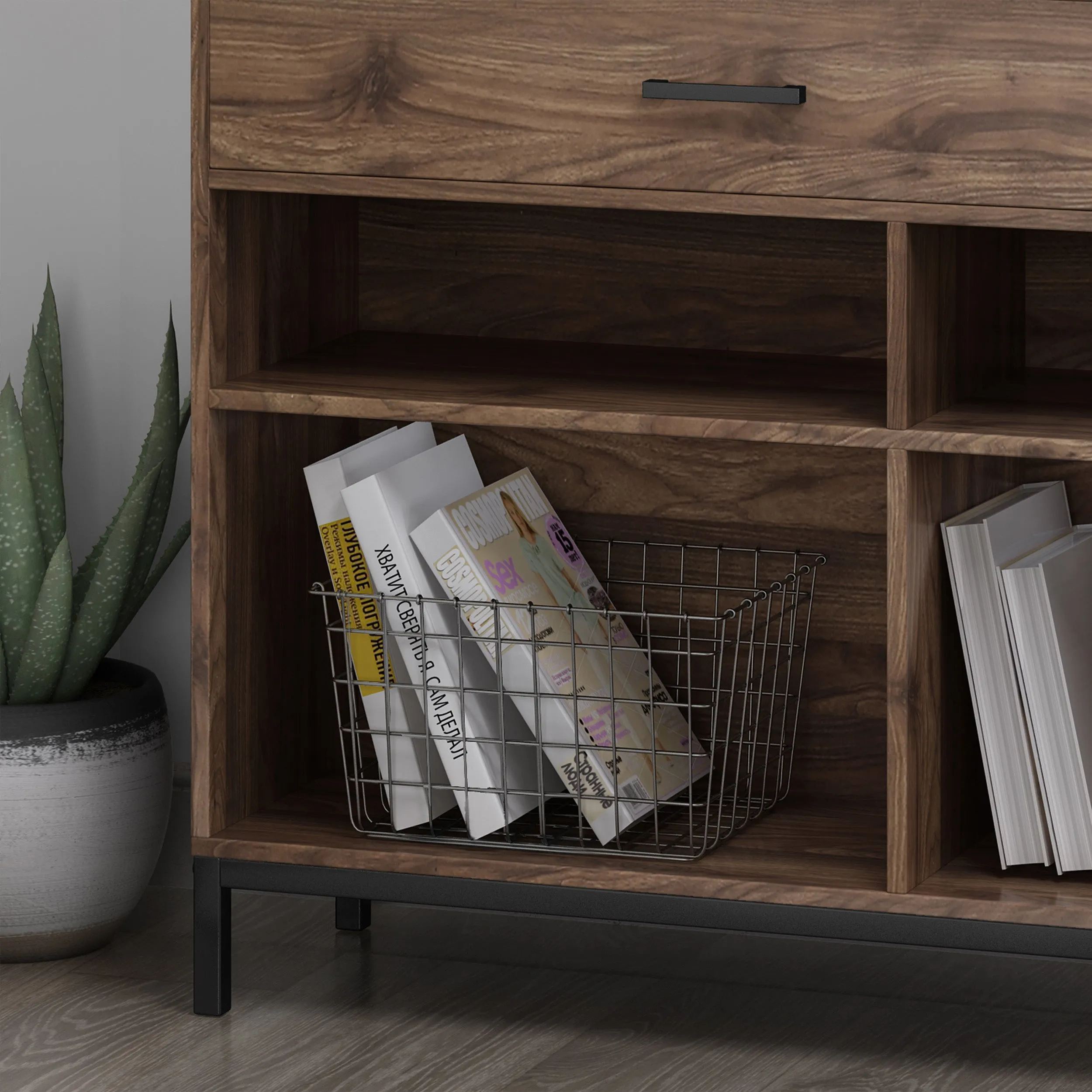 Elon Bookcase With Storage Cabinet & Drawer