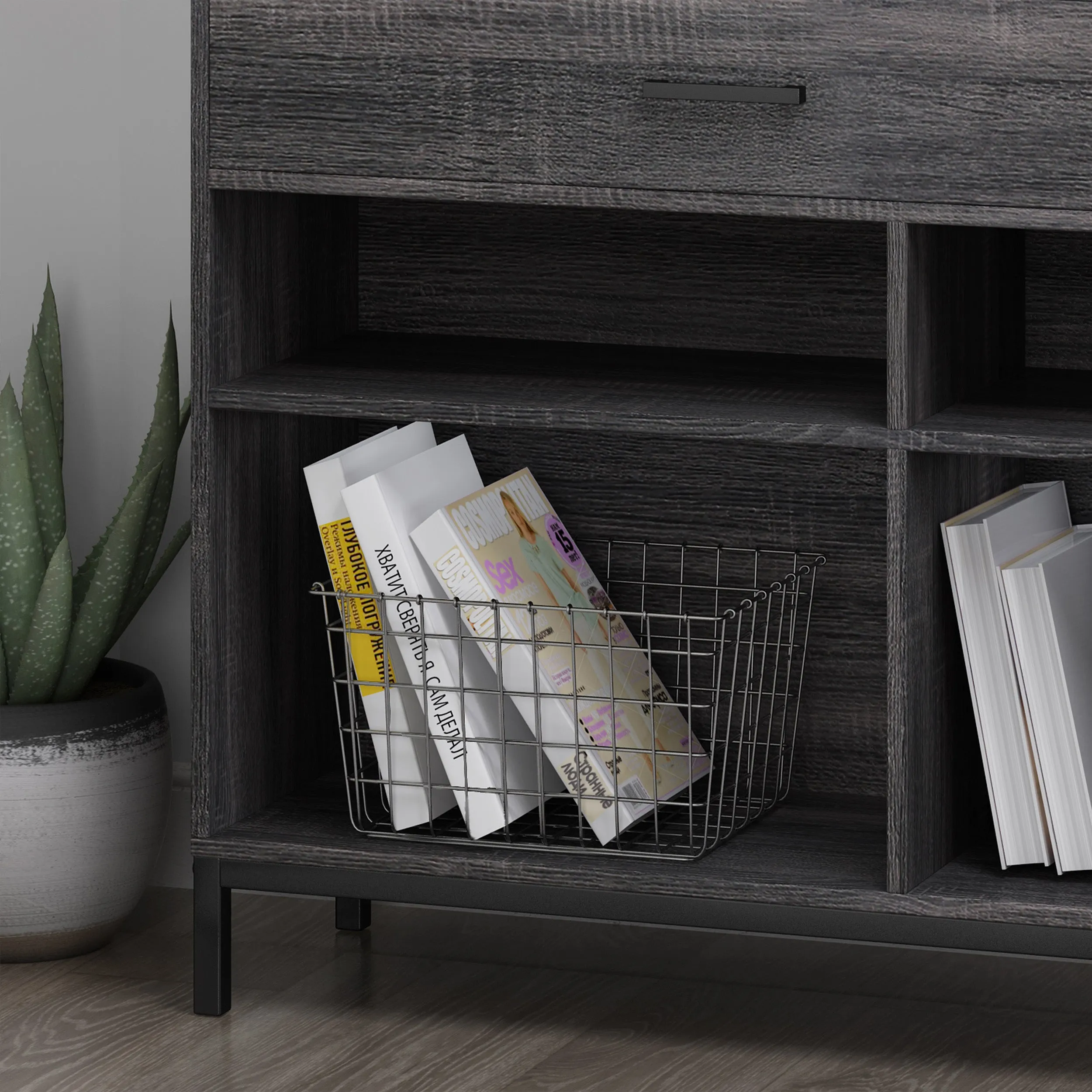 Elon Bookcase With Storage Cabinet & Drawer