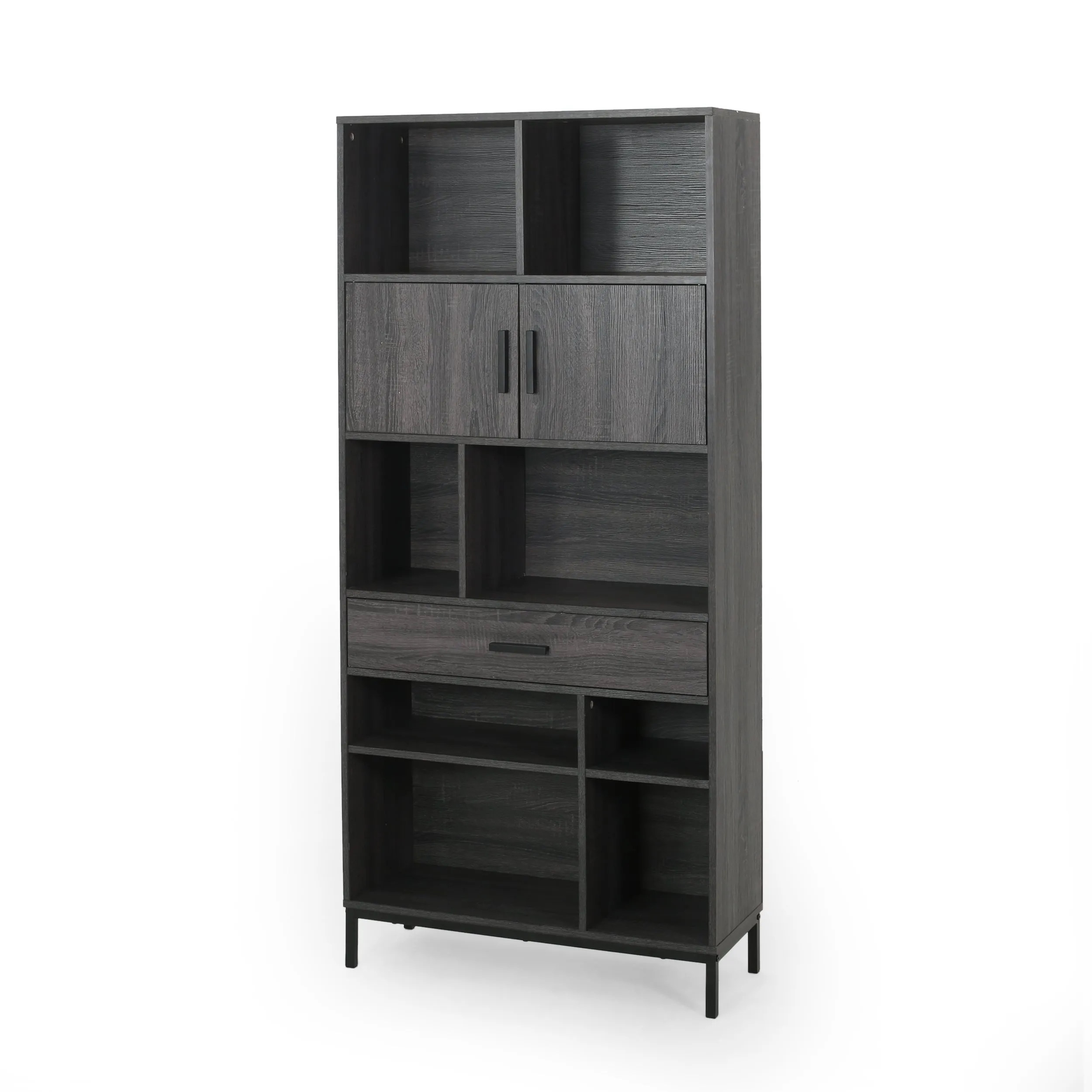 Elon Bookcase With Storage Cabinet & Drawer