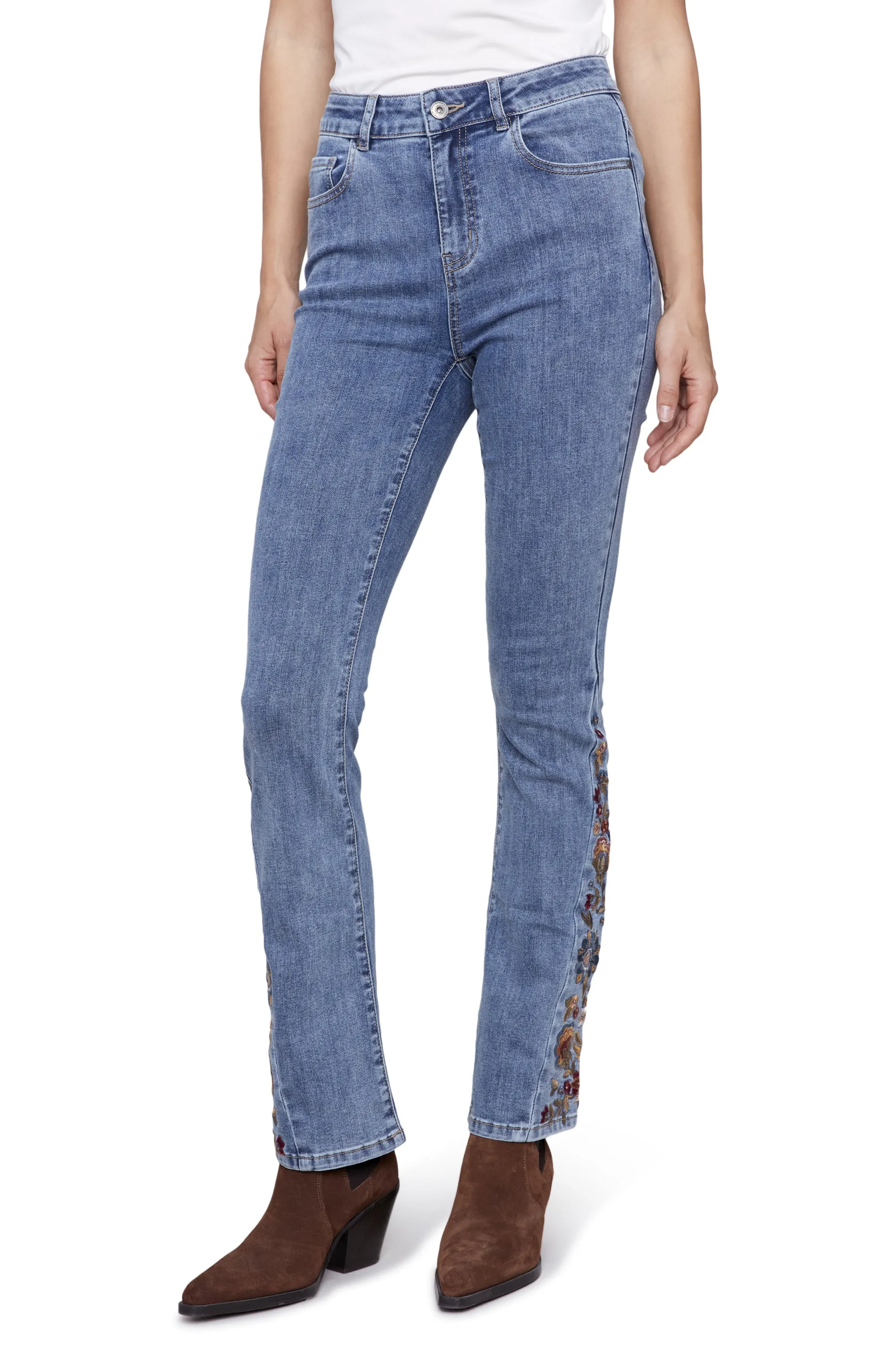 Embroidered Hem Jean