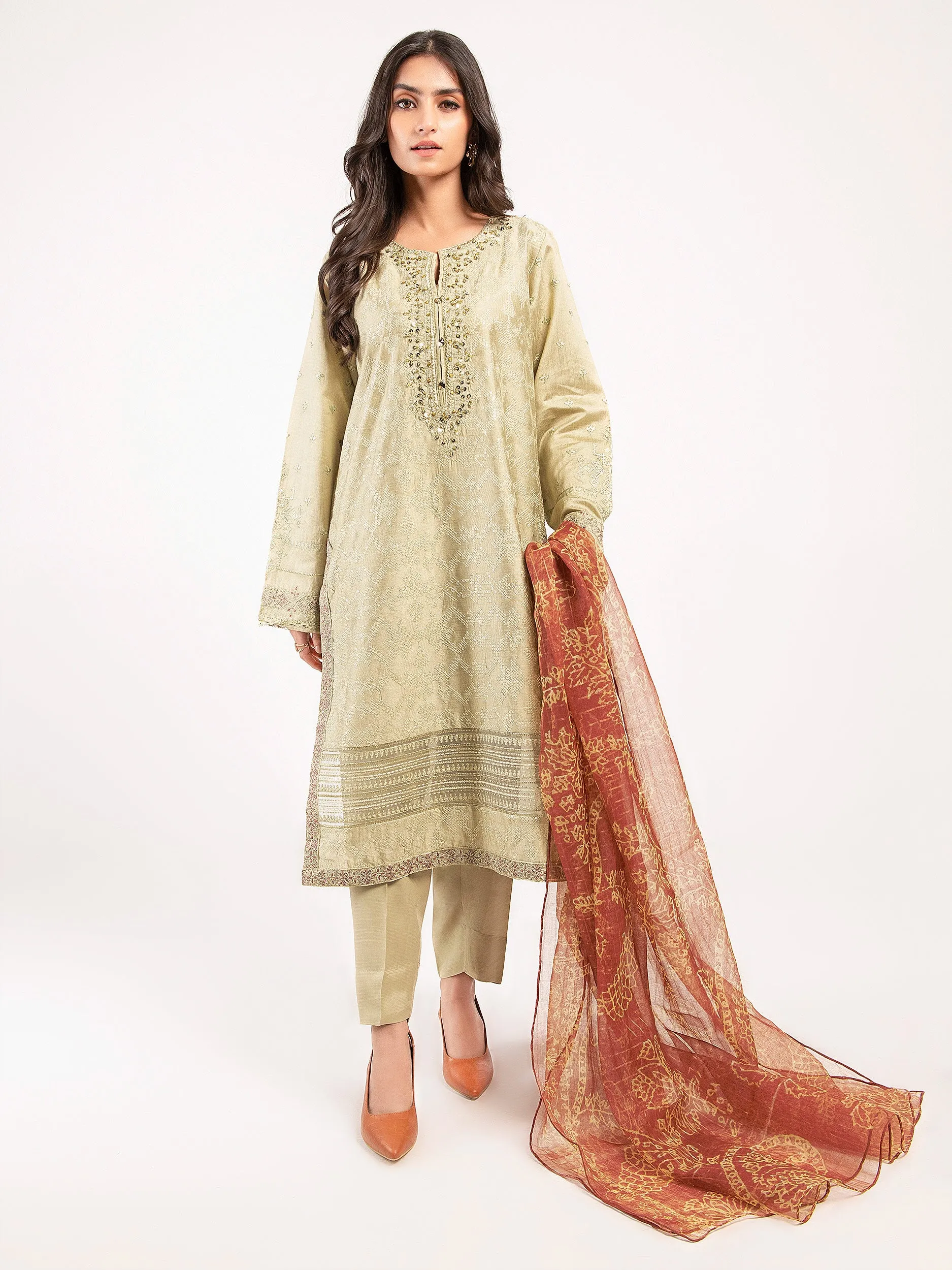 Embroidered Viscose Suit