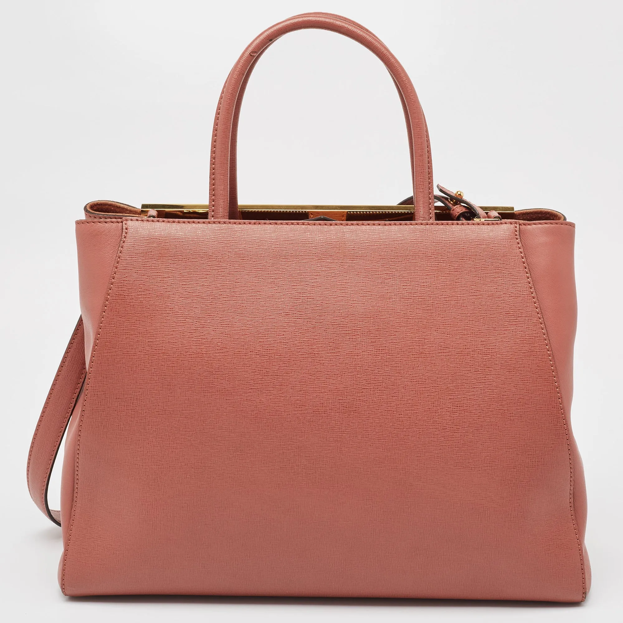 Fendi Punch Pink Leather Medium 2Jours Tote