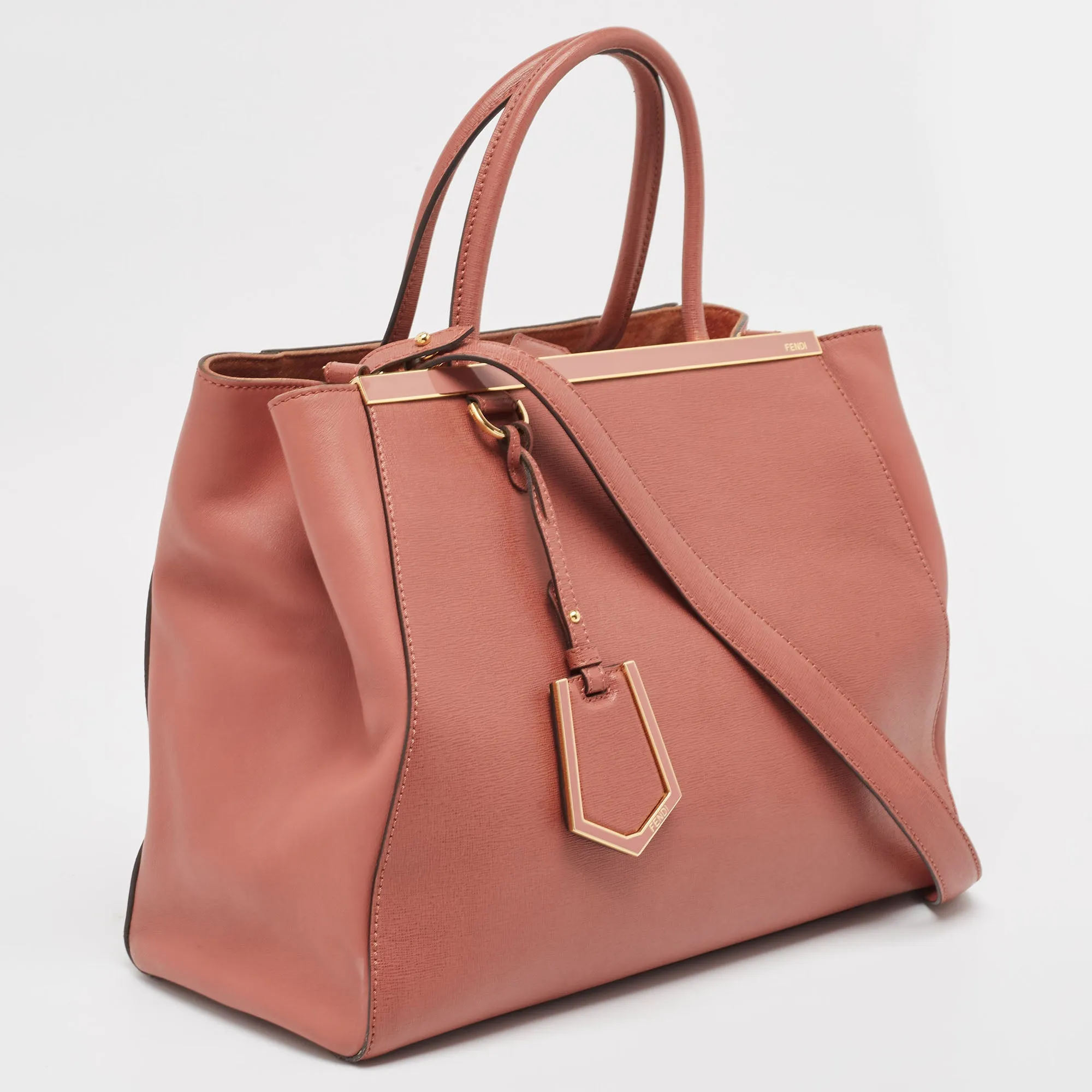 Fendi Punch Pink Leather Medium 2Jours Tote