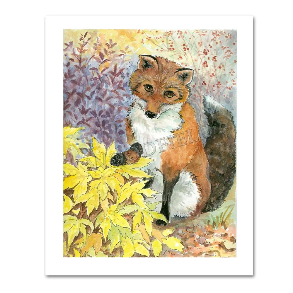 Fox & Wooly Bear Notecard by Cindy Hendrick