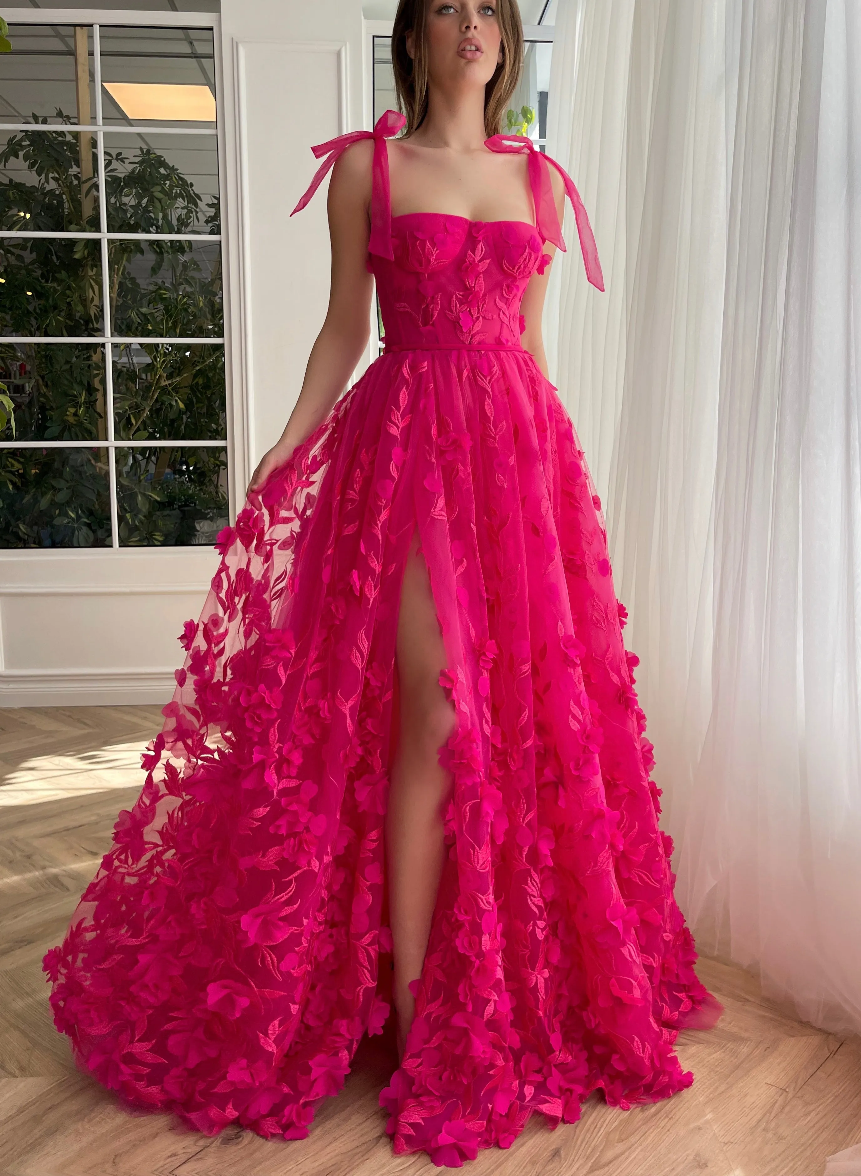 Fuchsia Elegance Lace Gown