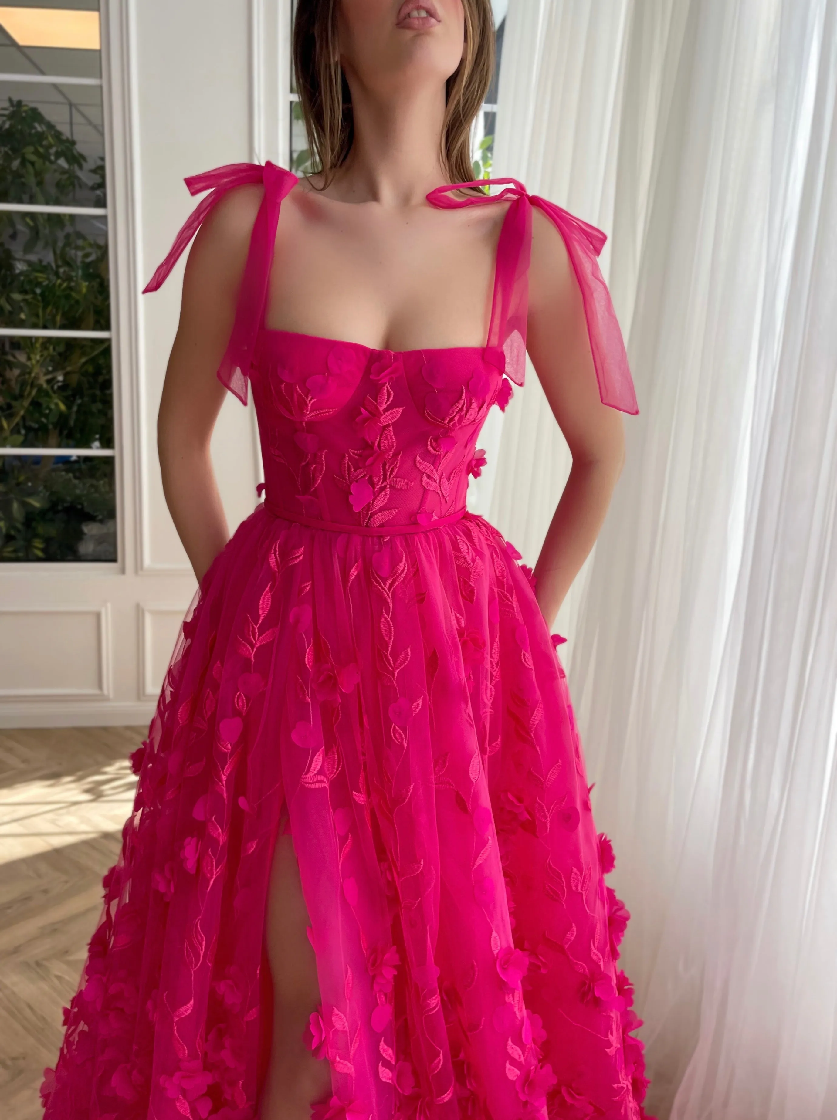 Fuchsia Elegance Lace Gown
