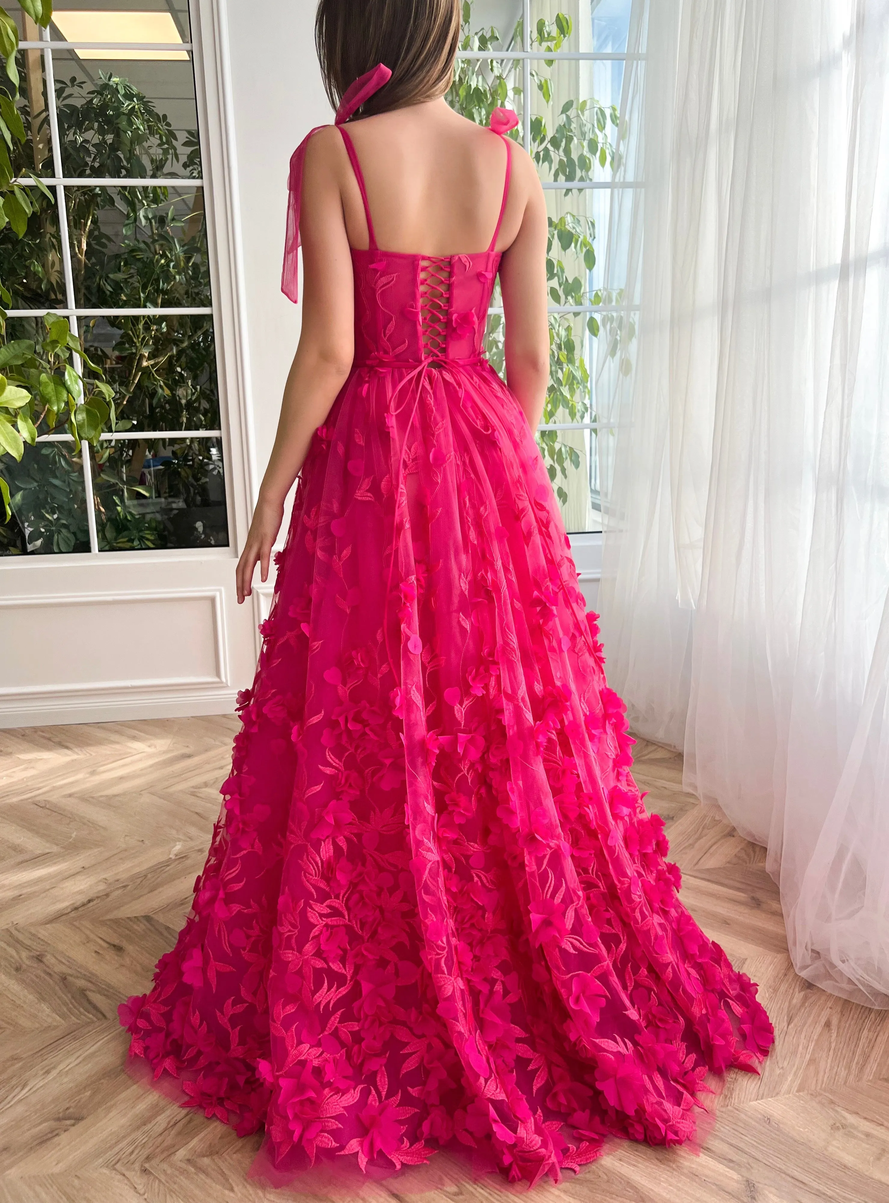 Fuchsia Elegance Lace Gown